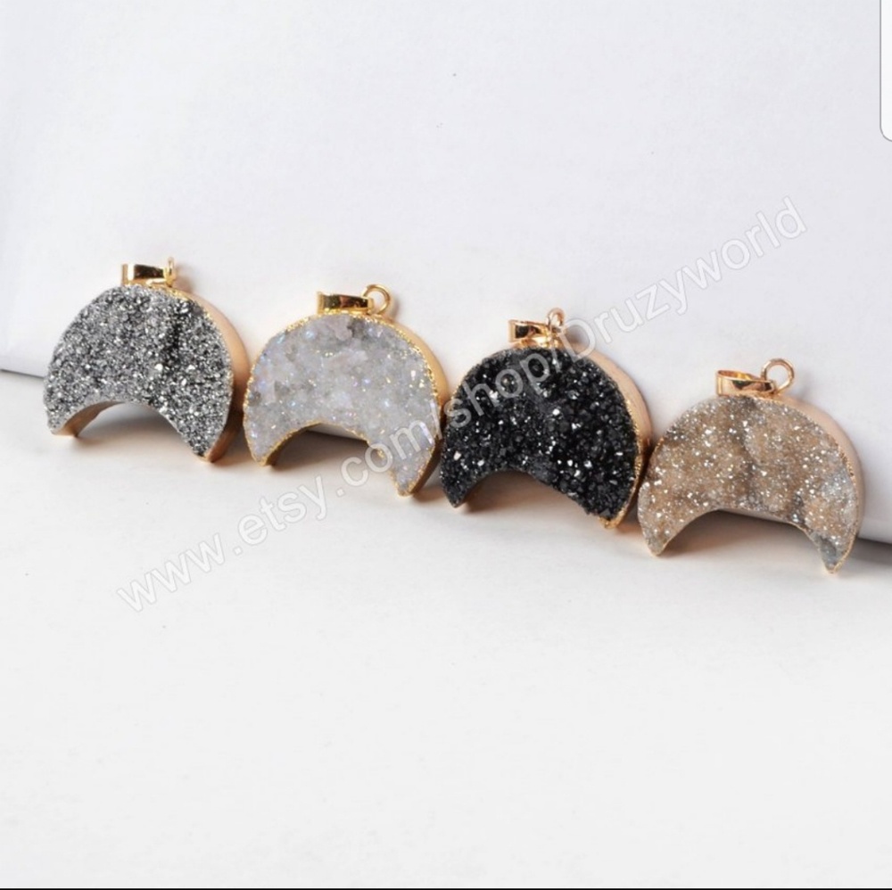 Gold and White Crescent Necklace